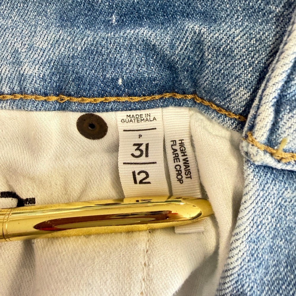 LOFT Blue High Waist Flare Crop Raw Step Hem Jeans 31/12P - Picture 4 of 7